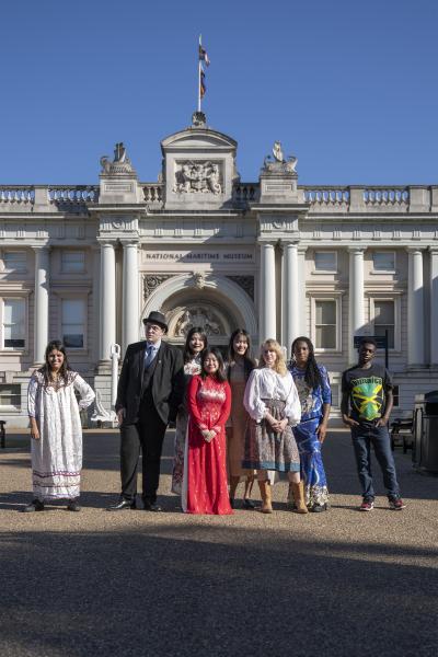 The youth collective pose in front of the National Maritime Museum. 