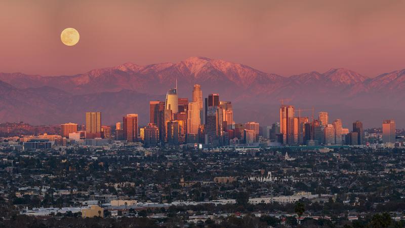 Moon rise over Los Angeles
