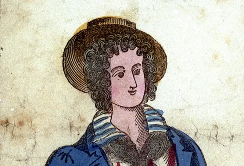 Historic print of Anne Jane Thornton, a 'female sailor' wearing a male sailor's clothing