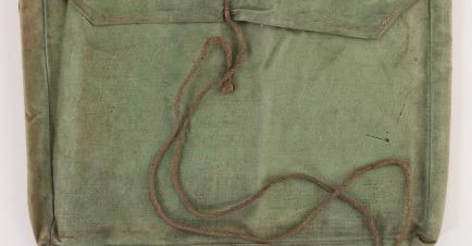 Green/blue bag that Captain Scott took his diary in with cord tie