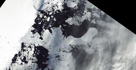 Satellite photograph of a collapsed ice shelf in East Antarctica