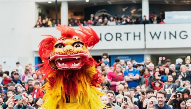 A dragon dance at the National Maritime Museum during Chinese New Year